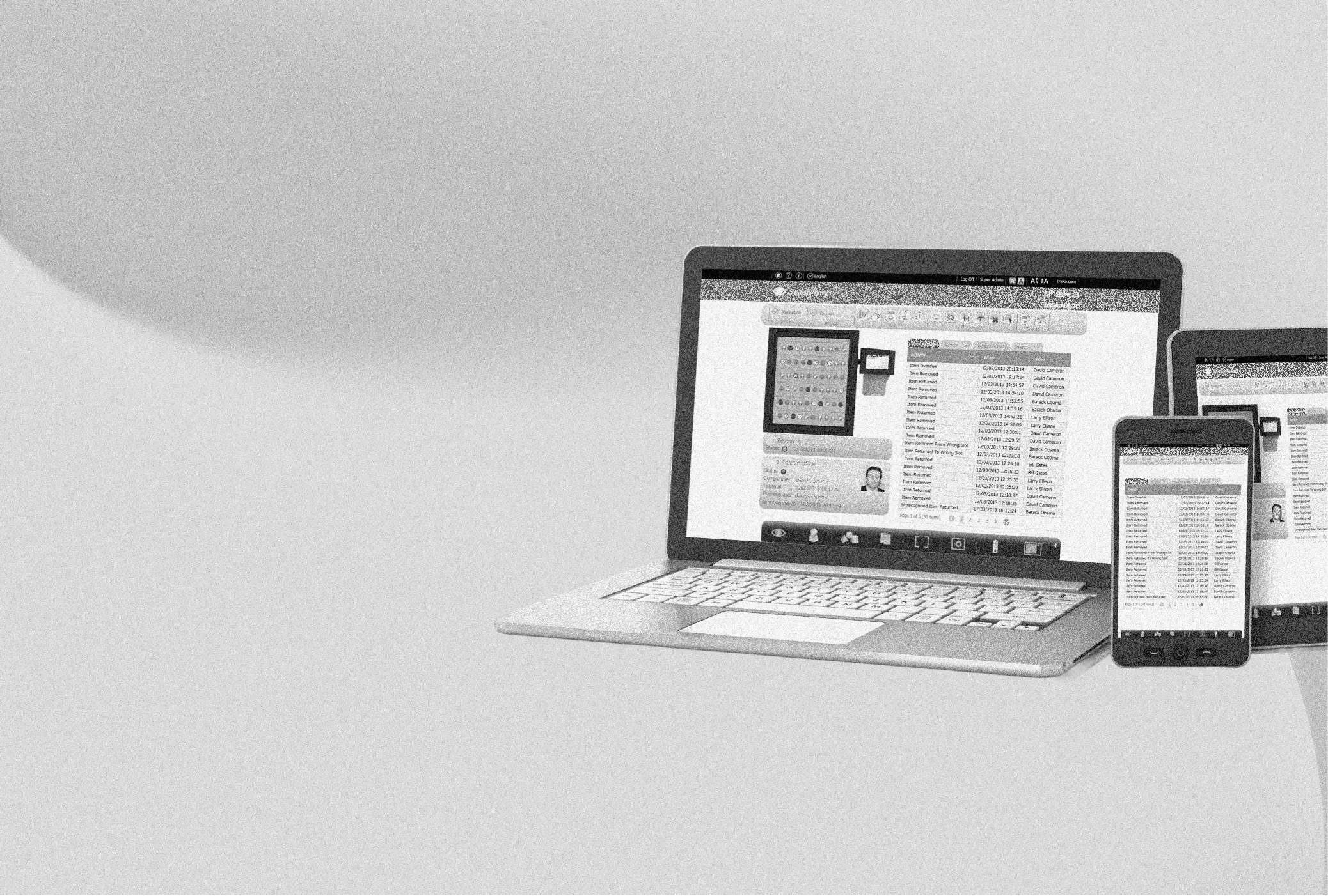 Laptop i telefon komórkowy wyświetlające ekrany z listą danych